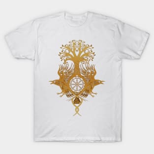 Ygdrassil with Huginn & Muninn [Gold] T-Shirt